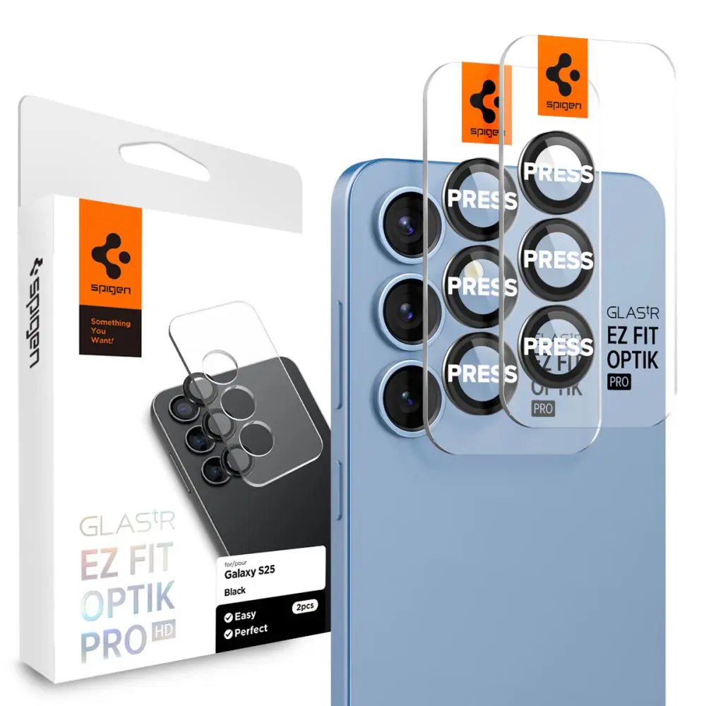 Spigen Optik.tR EZ Fit Pro sklo na kameru (2 ks) Samsung Galaxy S25 černá