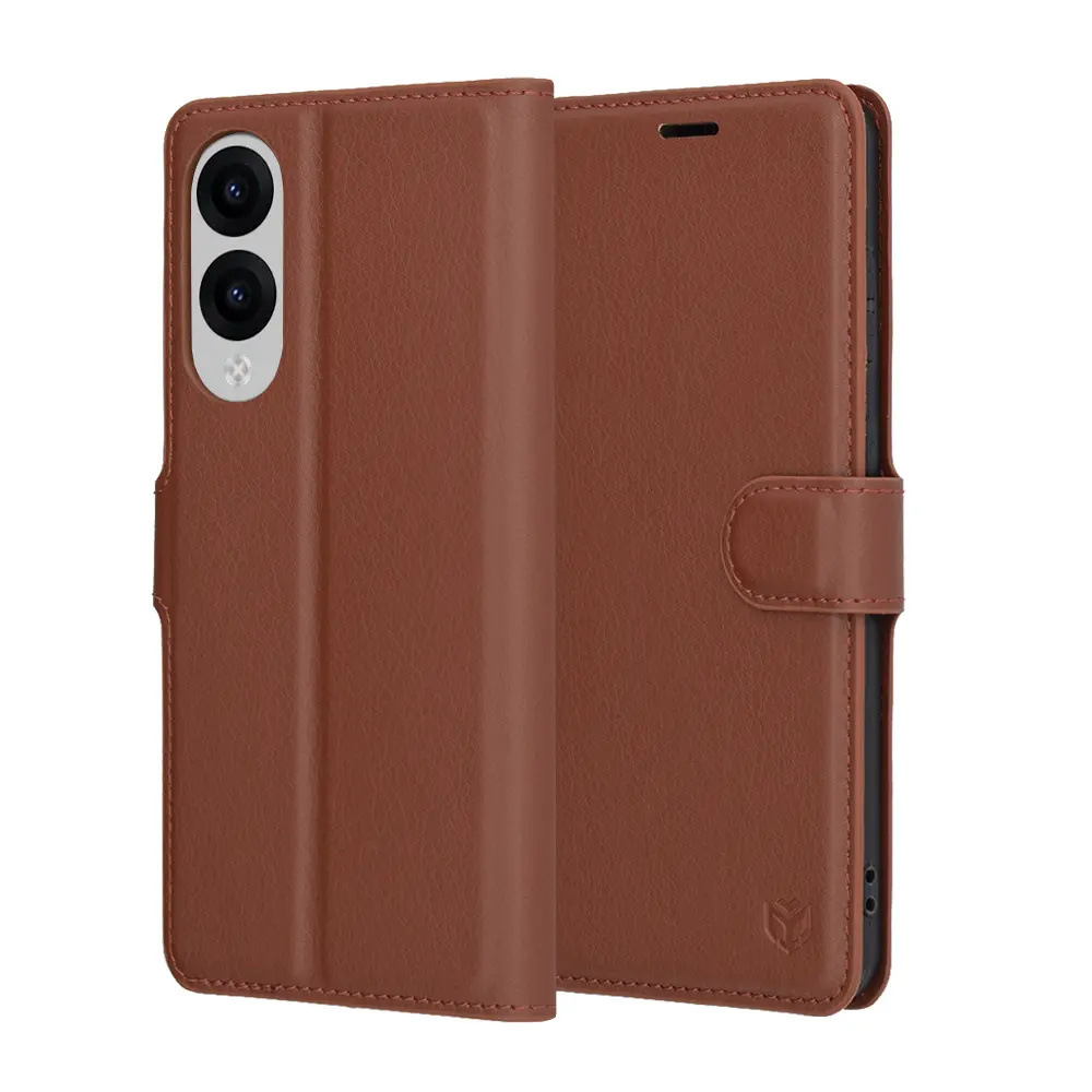 Kožené pouzdro Techsuit pro Samsung Galaxy S25 Edge hnědé