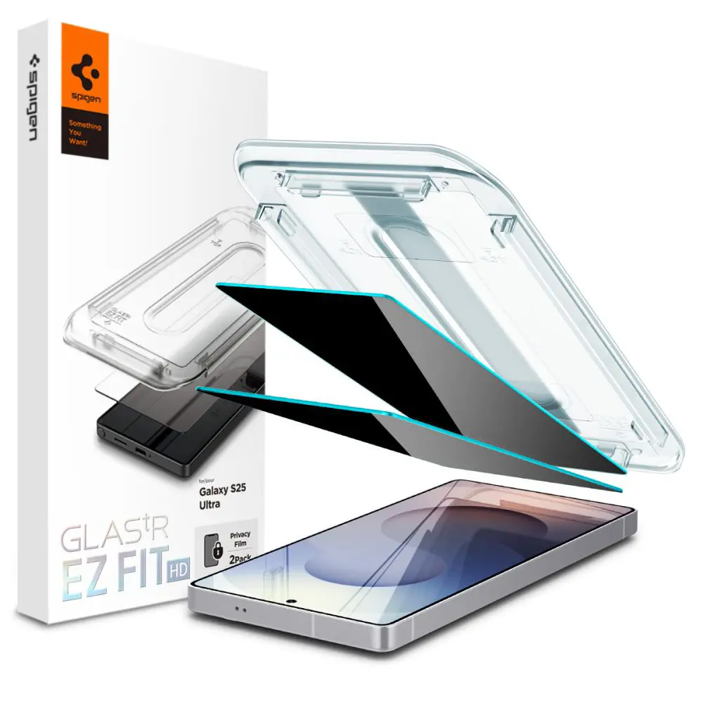 Spigen Glas.tR EZ-FIT HD (2 ks) – Privacy tvrzené sklo pro Samsung Galaxy S25 Ultra