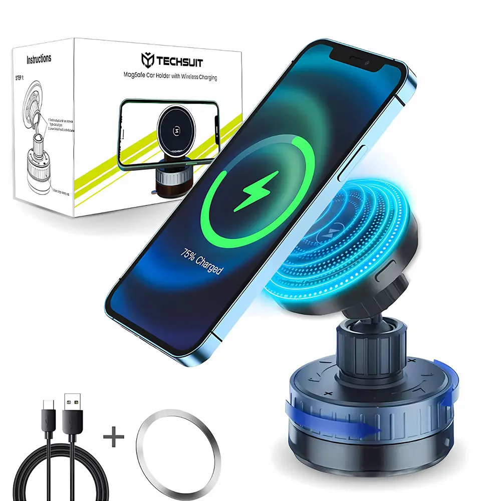 Techsuit Premium držák do auta s bezdrátovým nabíjením HOLD253 černý