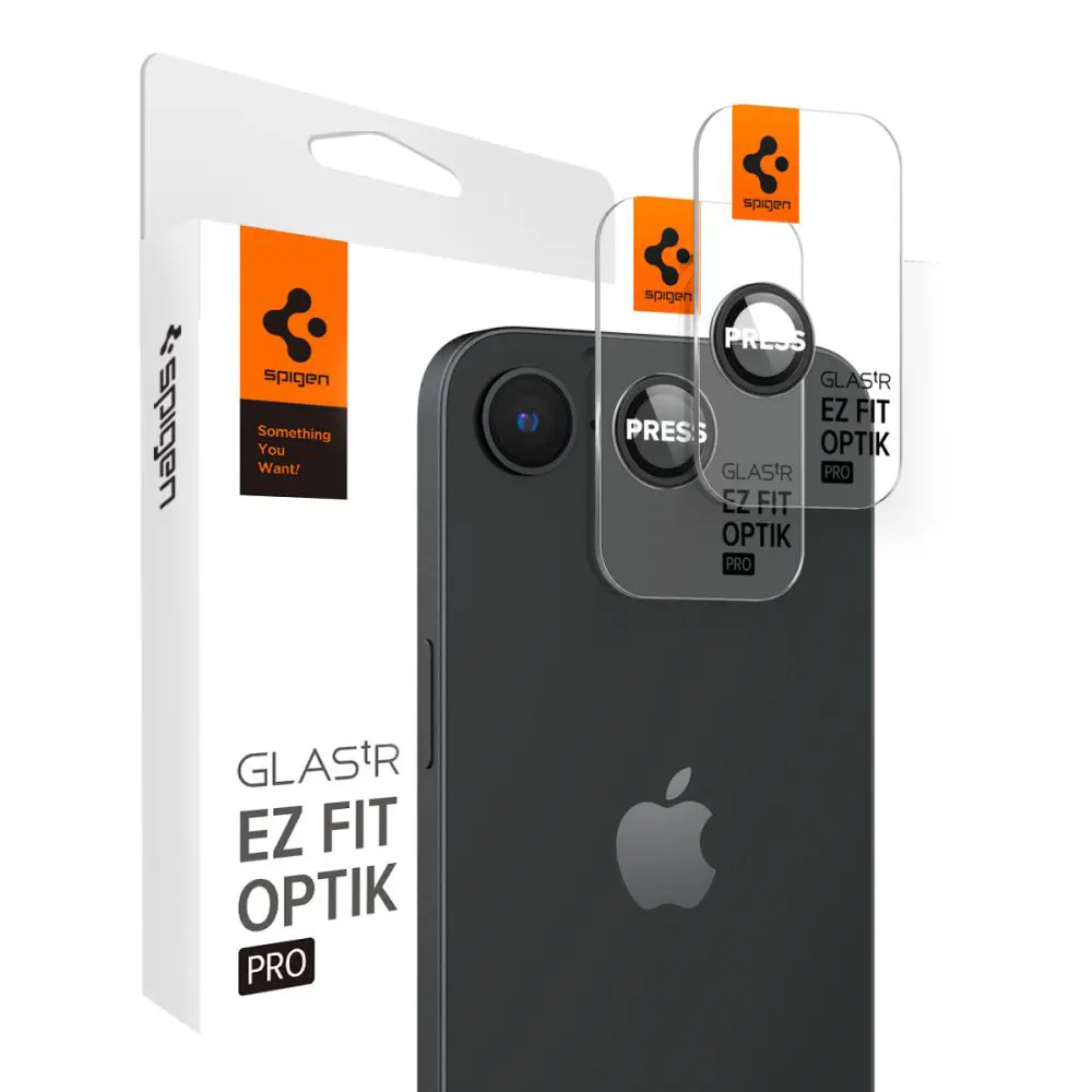 Ochranné sklo na čočku pro iPhone 16e Spigen Glass tR EZ Fit Optik Pro (2ks) - černé