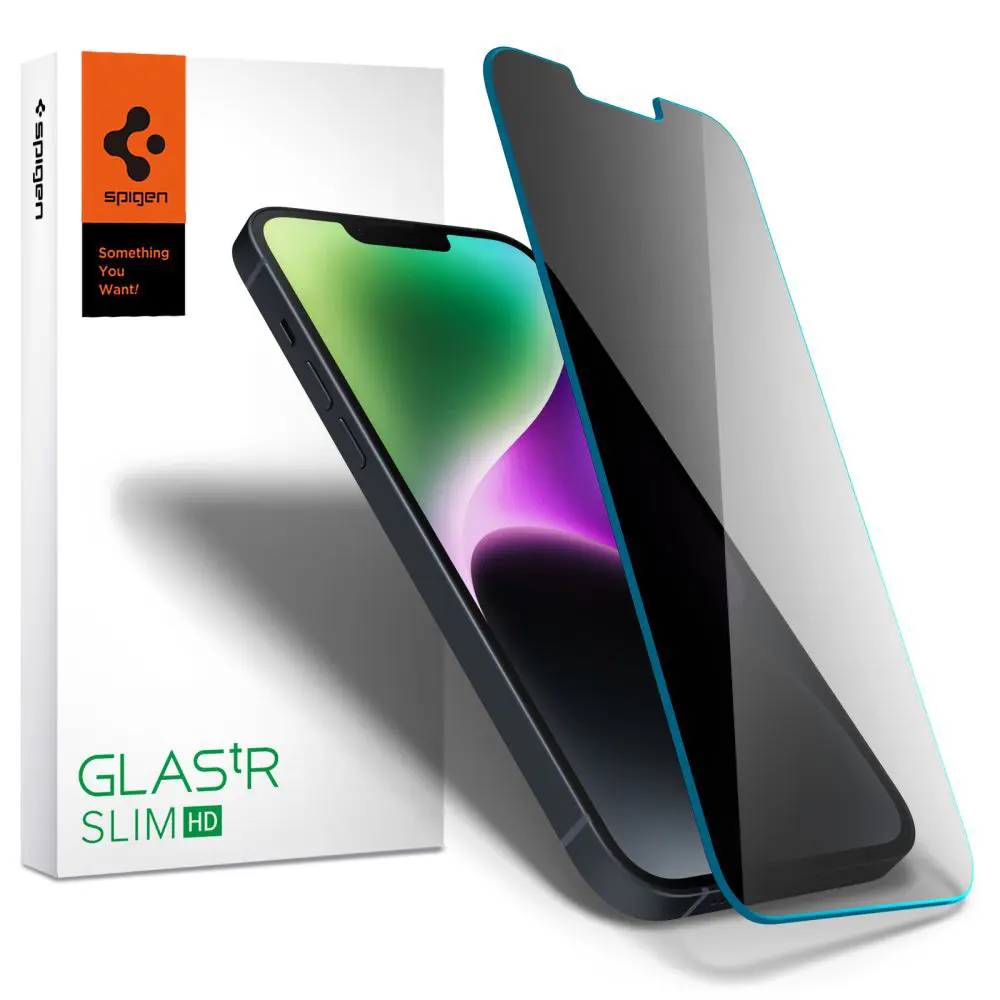 Spigen Glas.tR Slim pro iPhone 13 13 Pro 14 16e Privacy černá