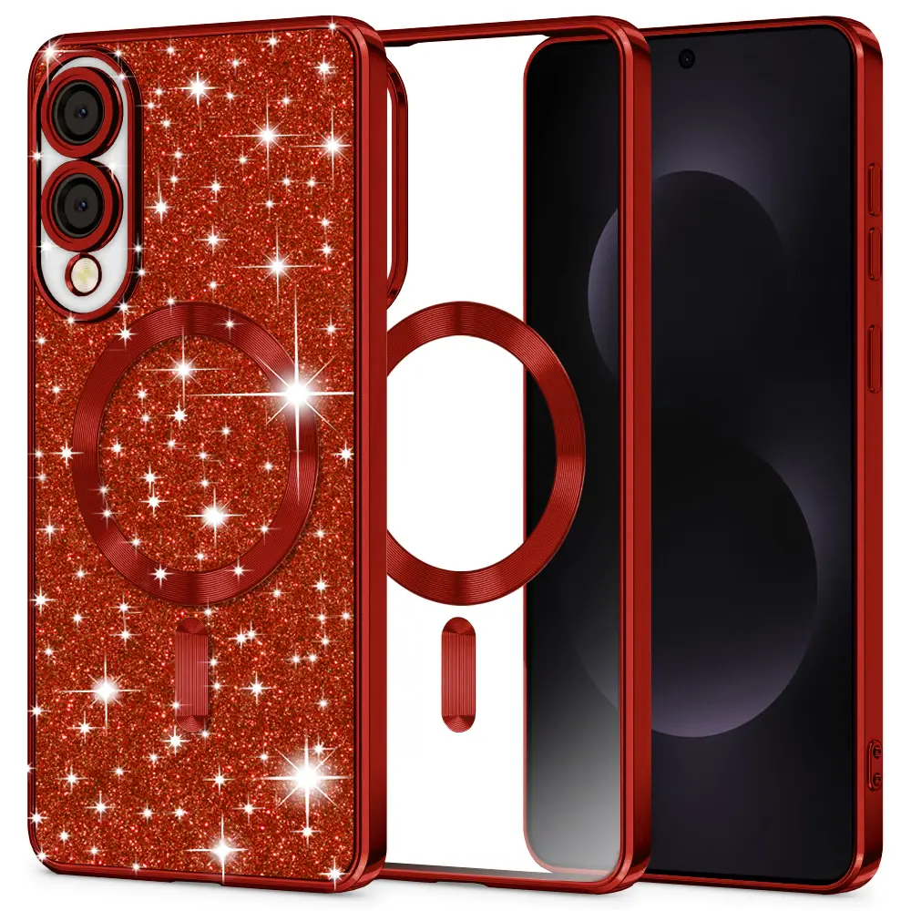 Techsuit Luxury Glitter MagSafe pro Samsung Galaxy S25 Edge červený