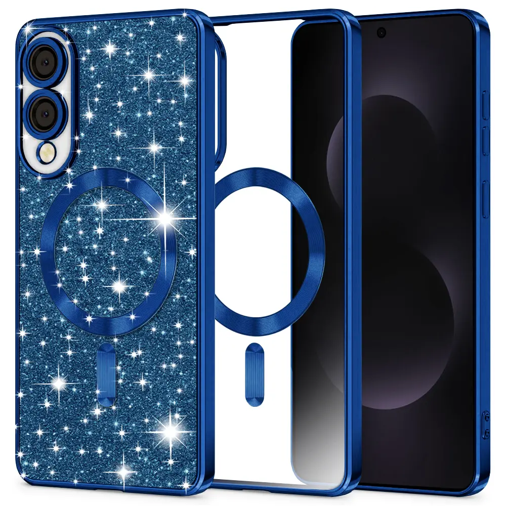 Techsuit Luxury Glitter MagSafe pro Samsung Galaxy S25 Edge v tmavě modré