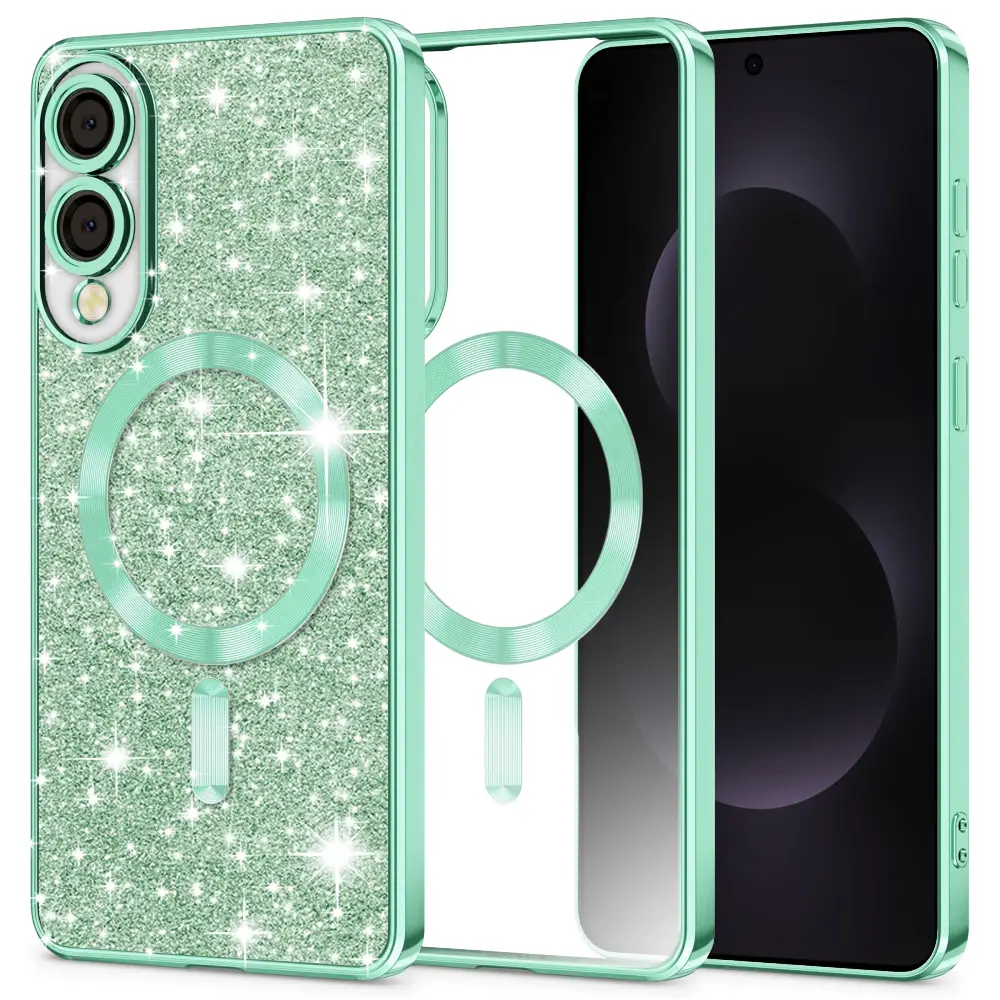 Techsuit Luxury Glitter MagSafe pro Samsung Galaxy S25 Edge světle zelená