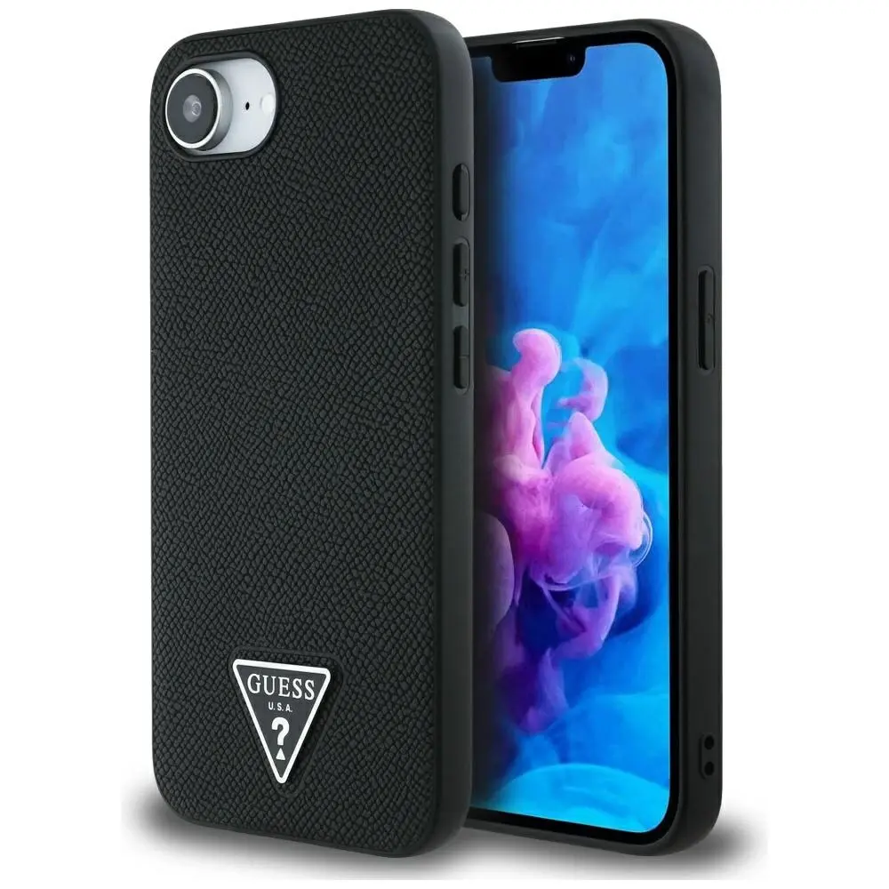 Guess Grained PU Triangle Logo MagSafe GUHMPSE4PGTSPSK iPhone 16e černý