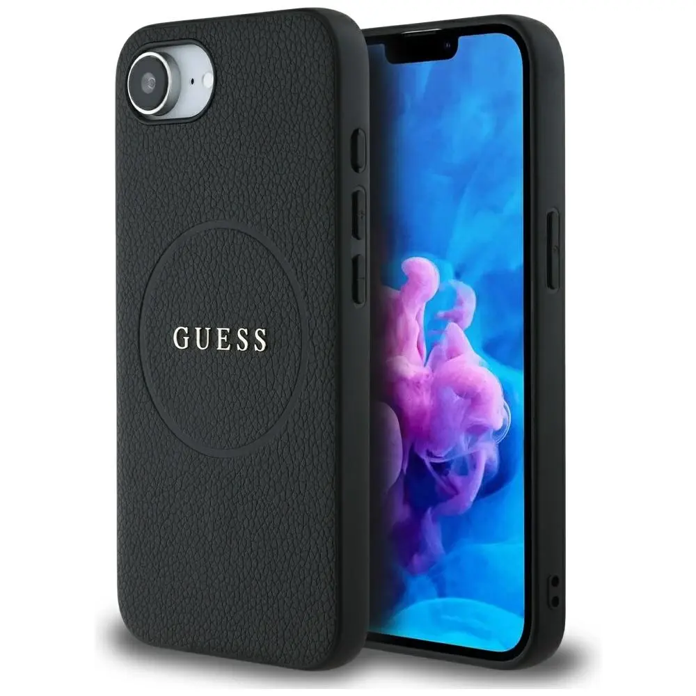 Guess PU Grained Classic Logo MagSafe kryt iPhone 16e černý