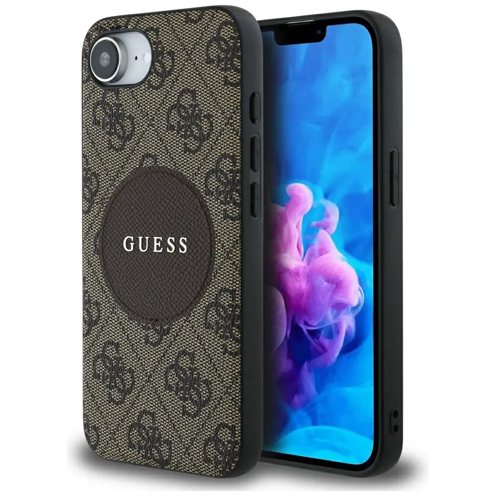 Guess 4G Circle Classic Logo MagSafe iPhone 16e Hnědá