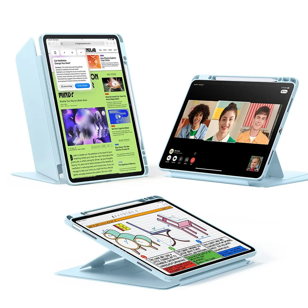 Pouzdro ESR Flip Hybrid s držákem na tužku iPad Air 13 2024/2025 nebesky modré