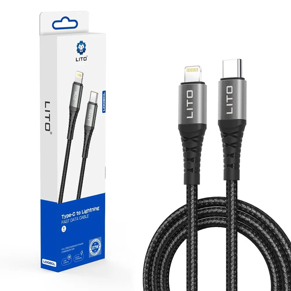 Lito Datový kabel LD08CL Type-C na Lightning Rychlé nabíjení 27W 1m černý