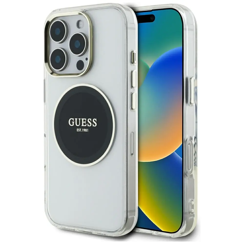 Guess IML Metal Colored Circle MagSafe iPhone 16 Pro Max černá