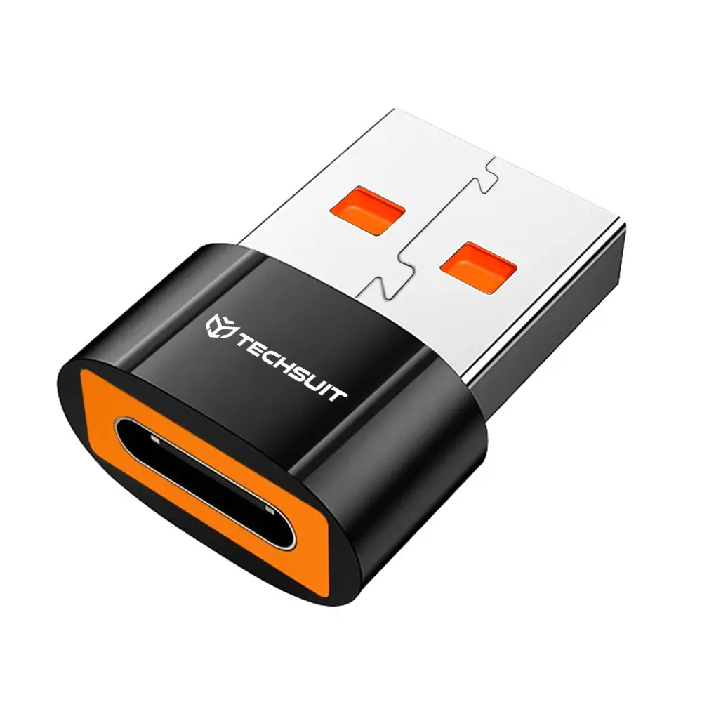 Techsuit Premium OTG Adaptér HyperPort (A7) Type-C na USB3.0 5Gbps 10A pro telefon černá oranžová