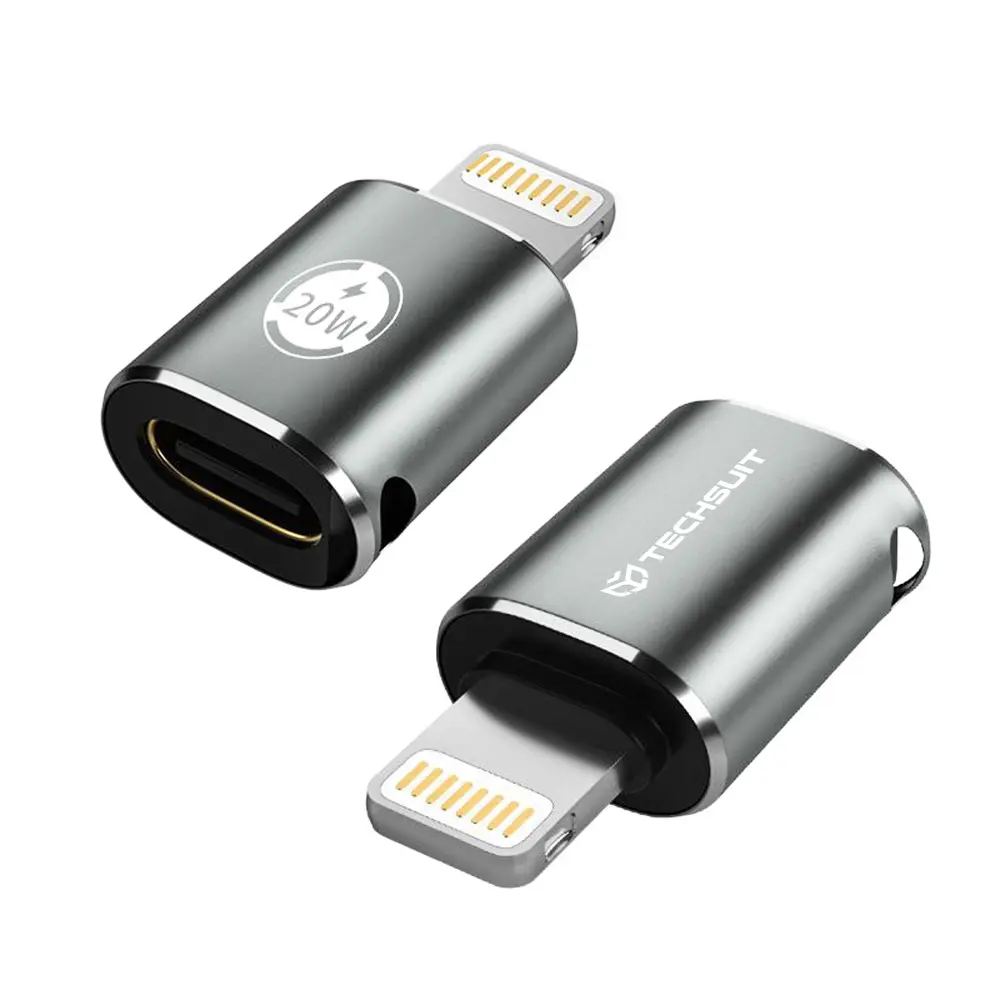 Techsuit Premium OTG Adaptér TitanCoreX (A11) Type-C na Lightning 3A šedý