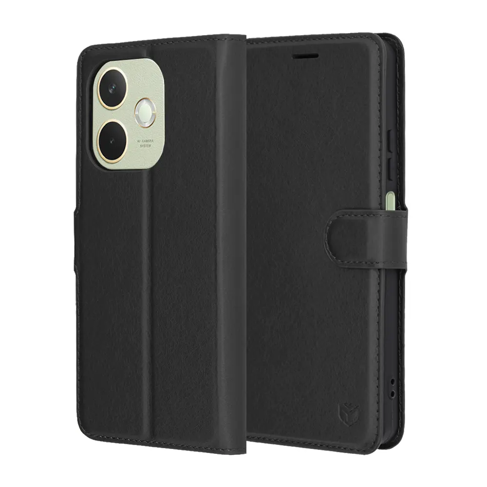 Pouzdro Techsuit kožené pro Oppo A5 Pro 4G A5 Pro 5G černé