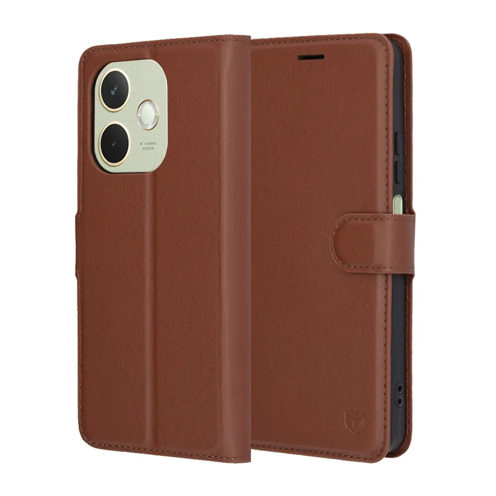 Pouzdro Techsuit Leather Folio pro Oppo A5 Pro 4G A5 Pro 5G hnědé