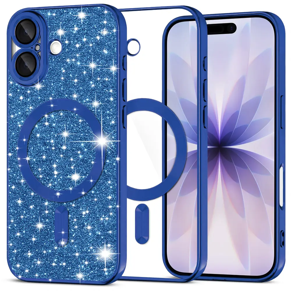 Techsuit Luxury Glitter MagSafe pro iPhone 17 v tmavě modré