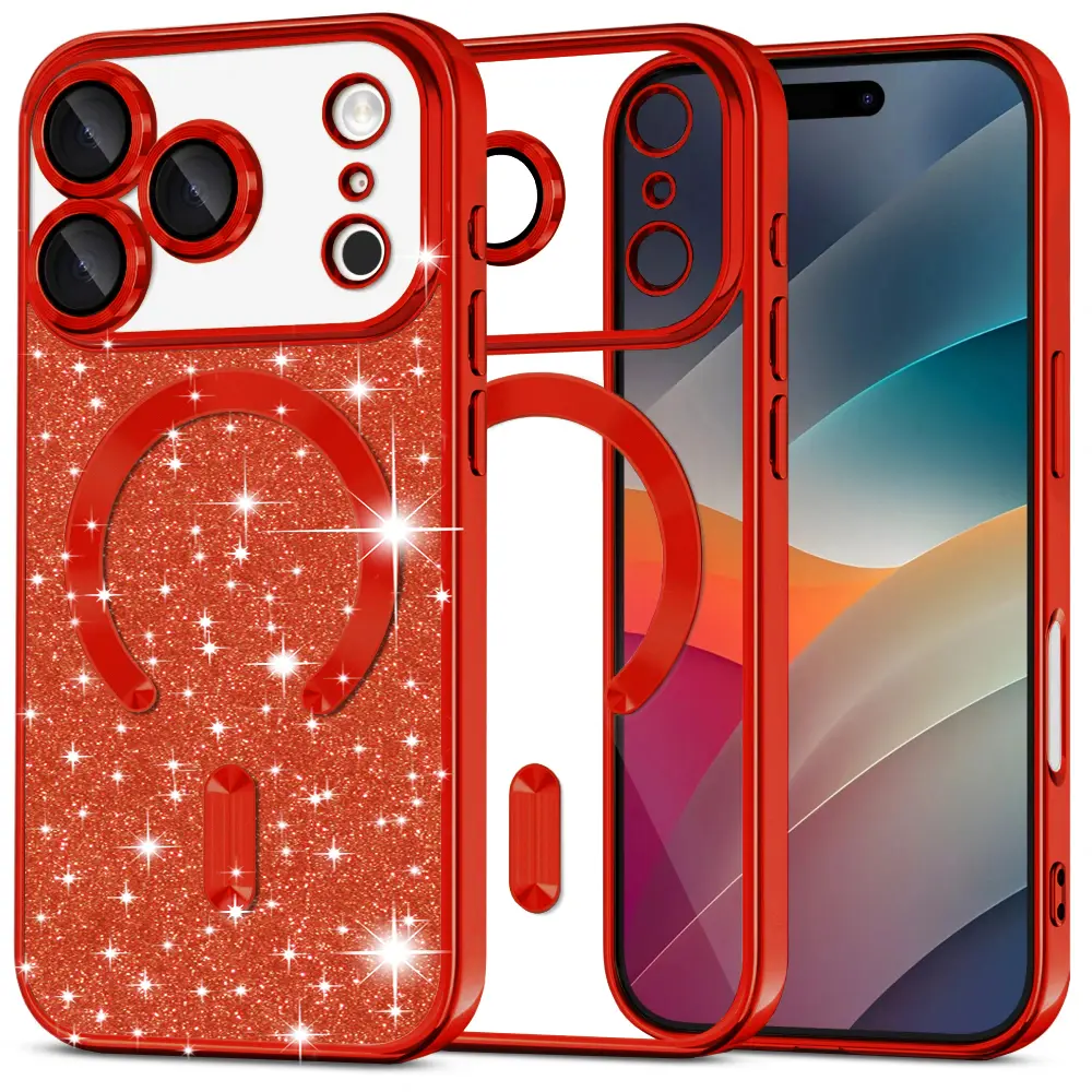 Techsuit Luxury Glitter MagSafe pro iPhone 17 Pro Max červený