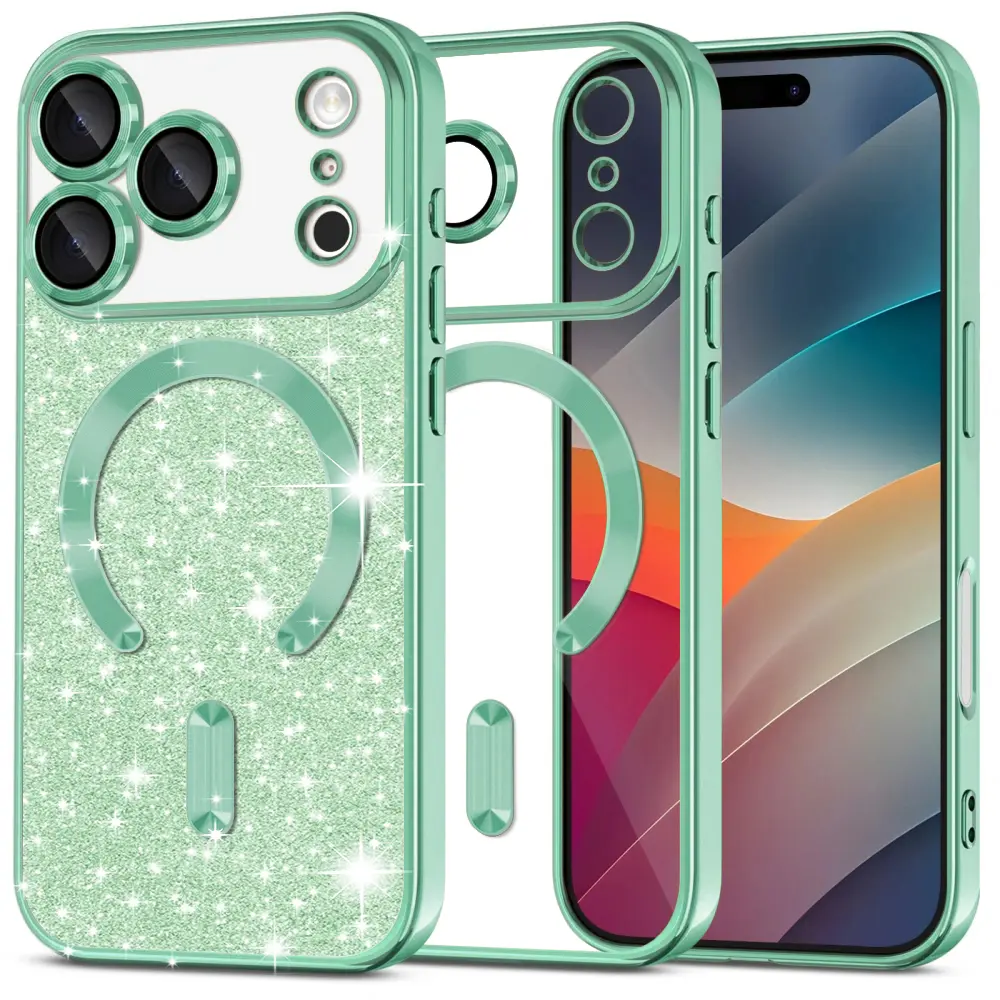 Techsuit Luxury Glitter MagSafe pro iPhone 17 Pro Max světle zelená