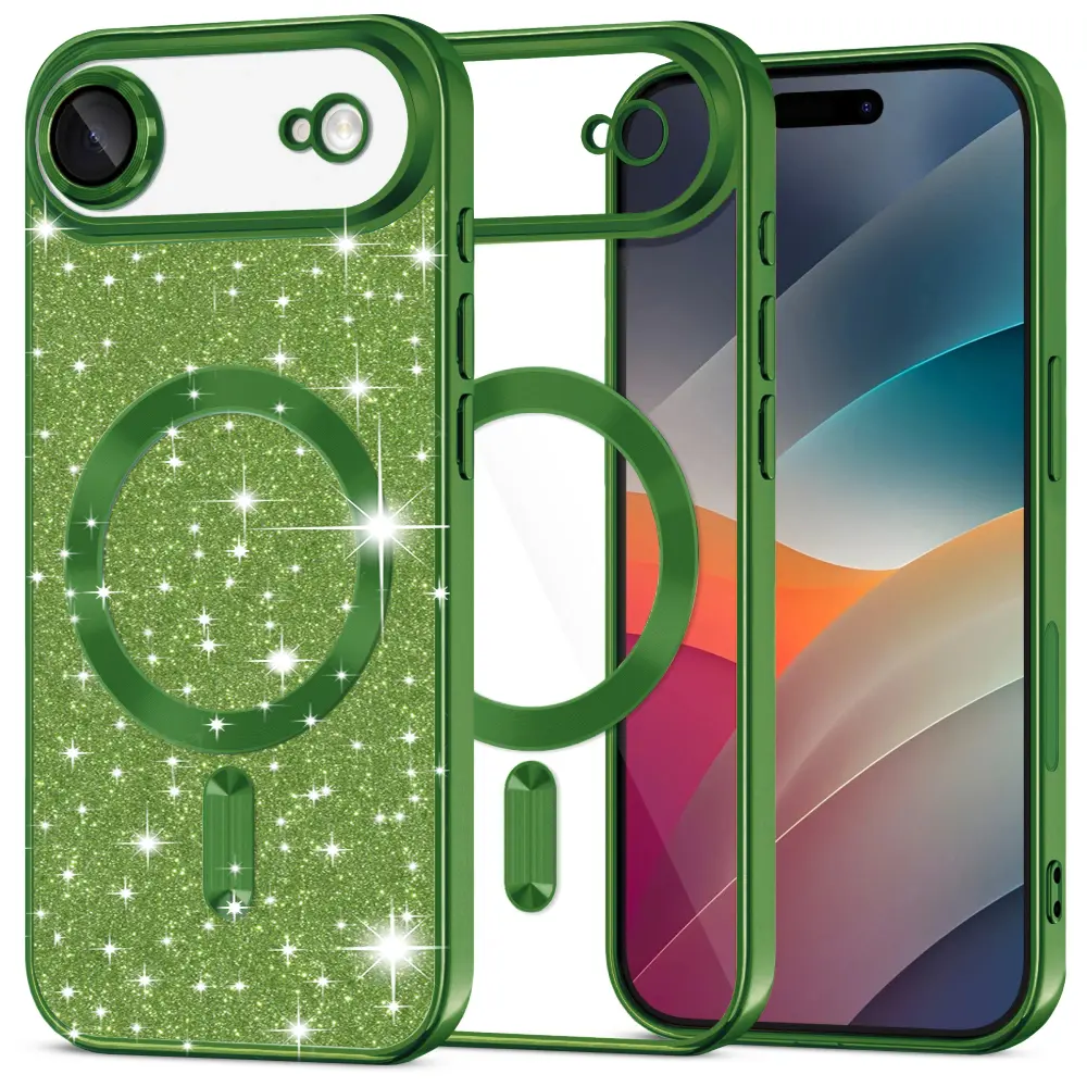 Techsuit Luxury Glitter MagSafe pro iPhone 17 Air v tmavě zelené