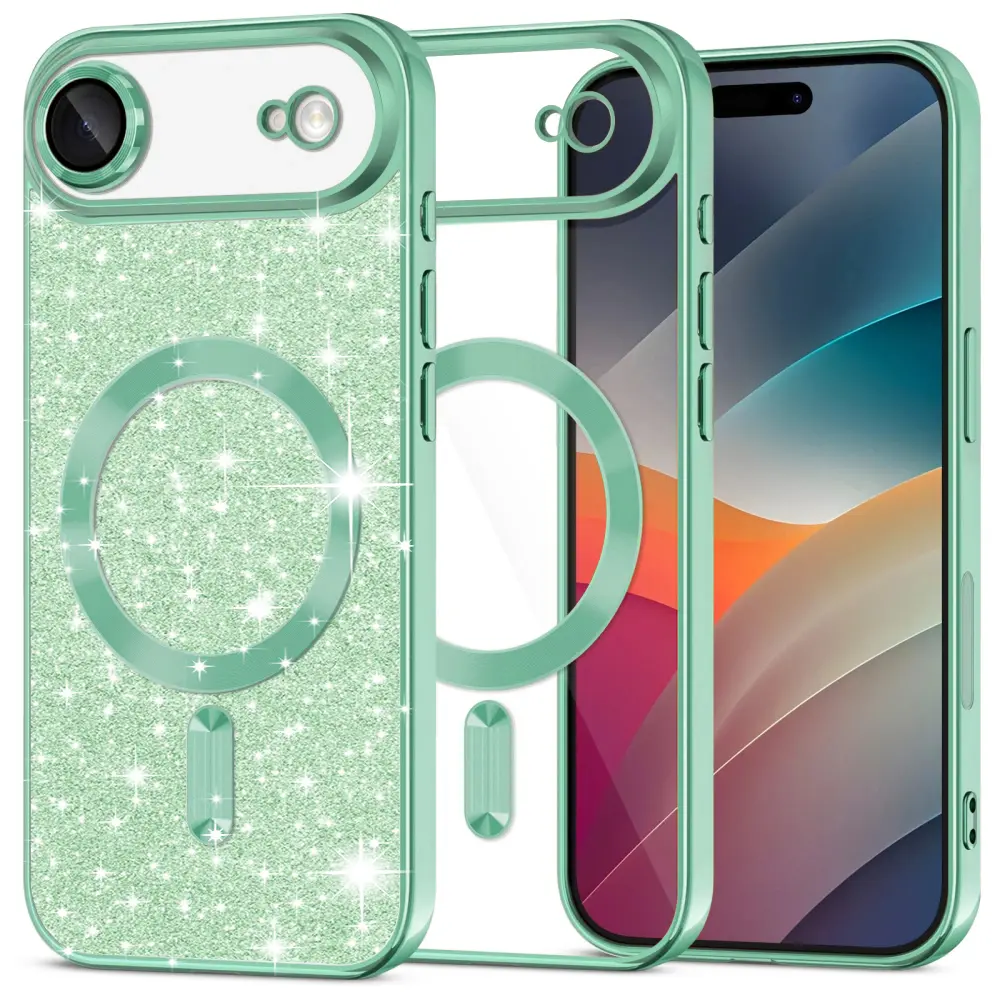 Techsuit Luxury Glitter MagSafe pro iPhone 17 Air světle zelená