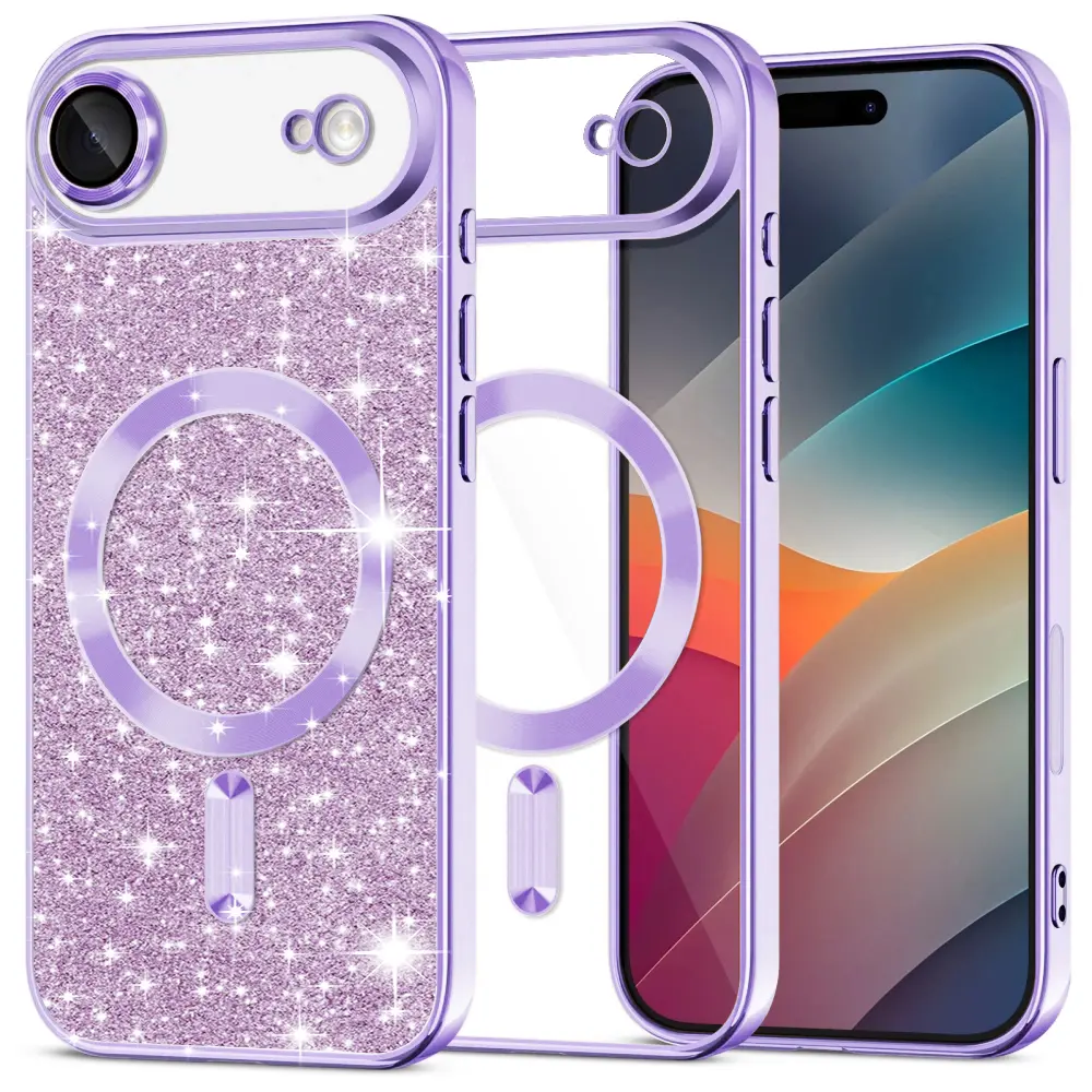 Techsuit Luxury Glitter MagSafe pro iPhone 17 Air světle fialová