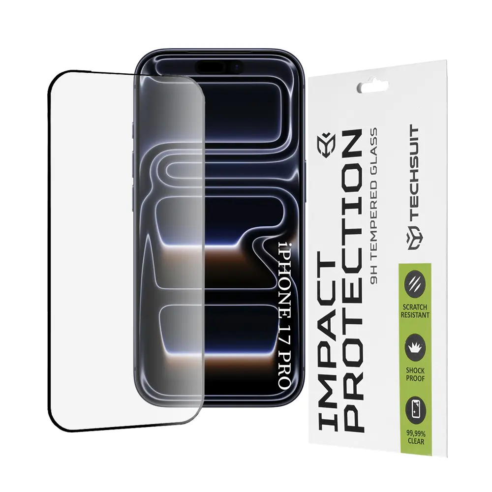 Techsuit 111D Tvrzené sklo, iPhone 17 Pro, černé