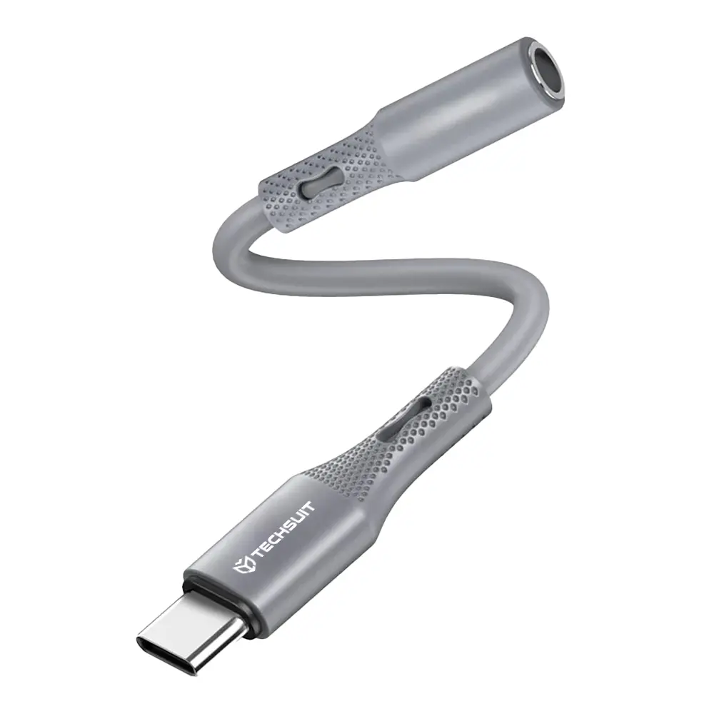 Techsuit Premium Cable Adapter SoundFleX AC1 Type-C na 3.5mm Jack šedý