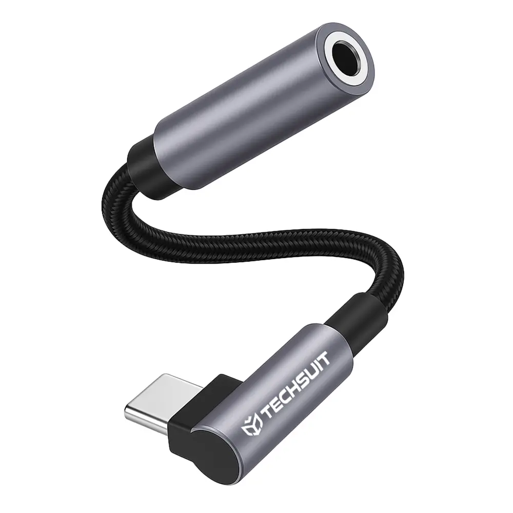 Techsuit Premium Cable Adapter MusicDoX AC7 Type-C na 3.5mm Jack 0.1m šedý
