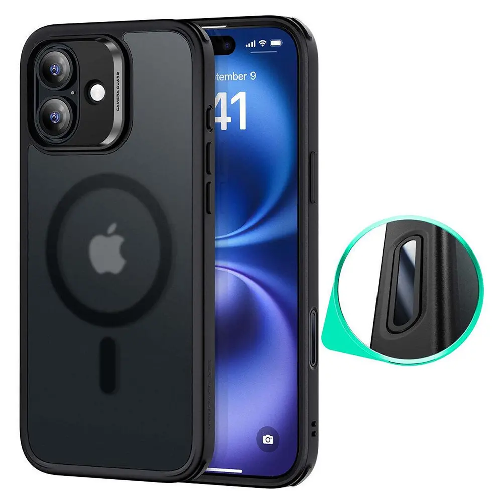 ESR Classic Hybrid HaloLock pro iPhone 16 v matné černé