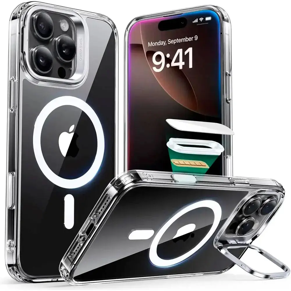 ESR Classic Hybrid HaloLock Kickstand iPhone 16 Pro Max průhledný