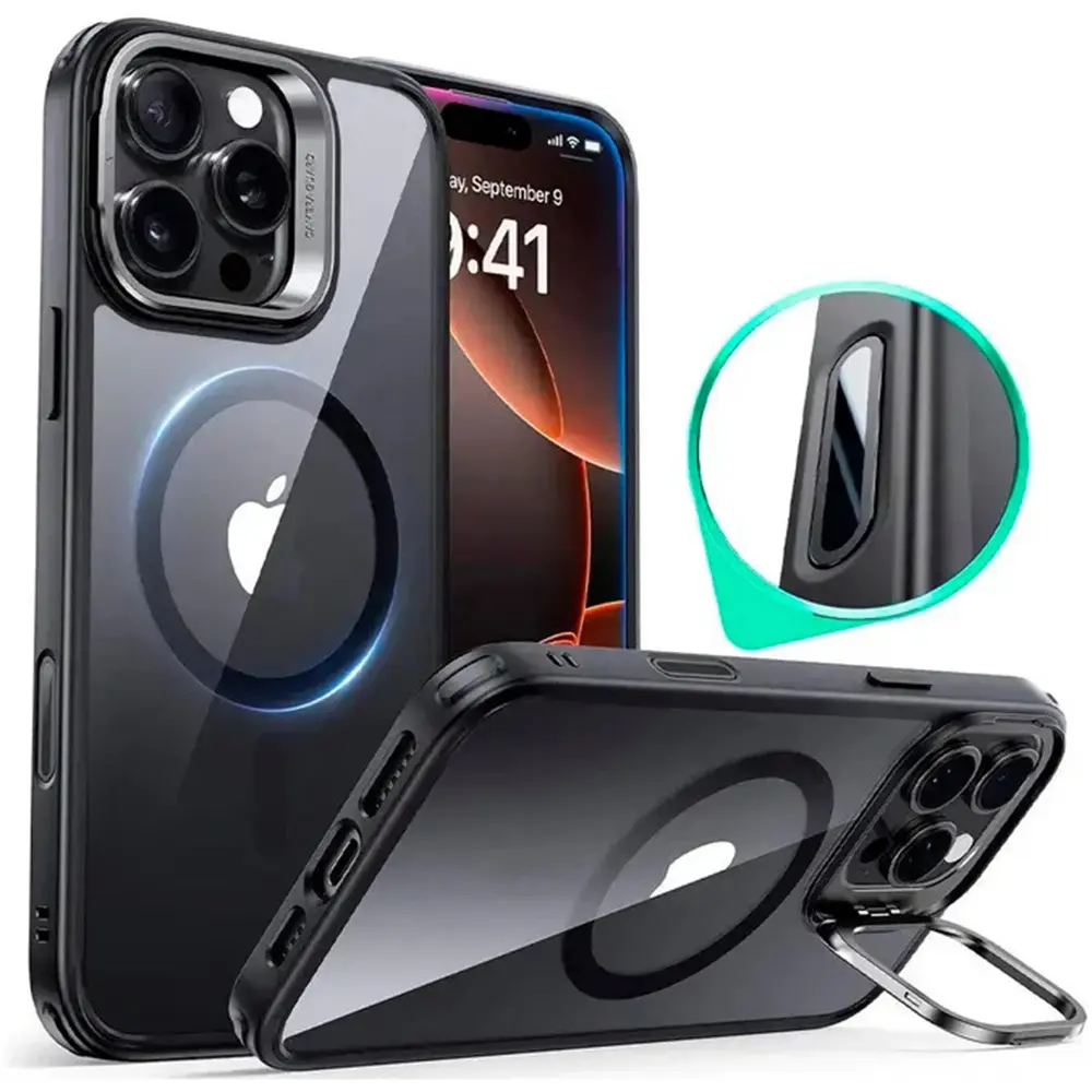 ESR Classic Hybrid HaloLock Kickstand iPhone 16 Pro Max černá průhledná