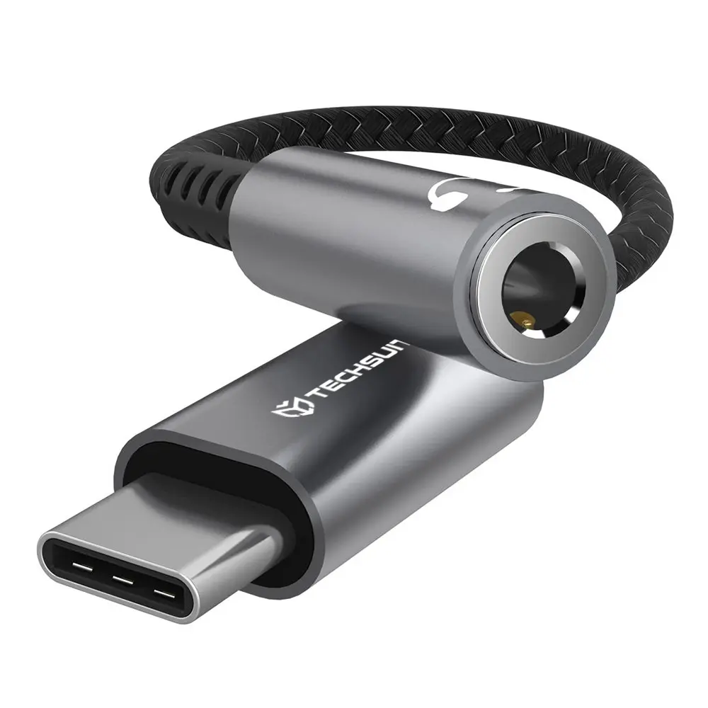 Techsuit Premium Cable Adapter SonicPiX AC14 Type-C na 3.5mm Jack 0.1m šedý