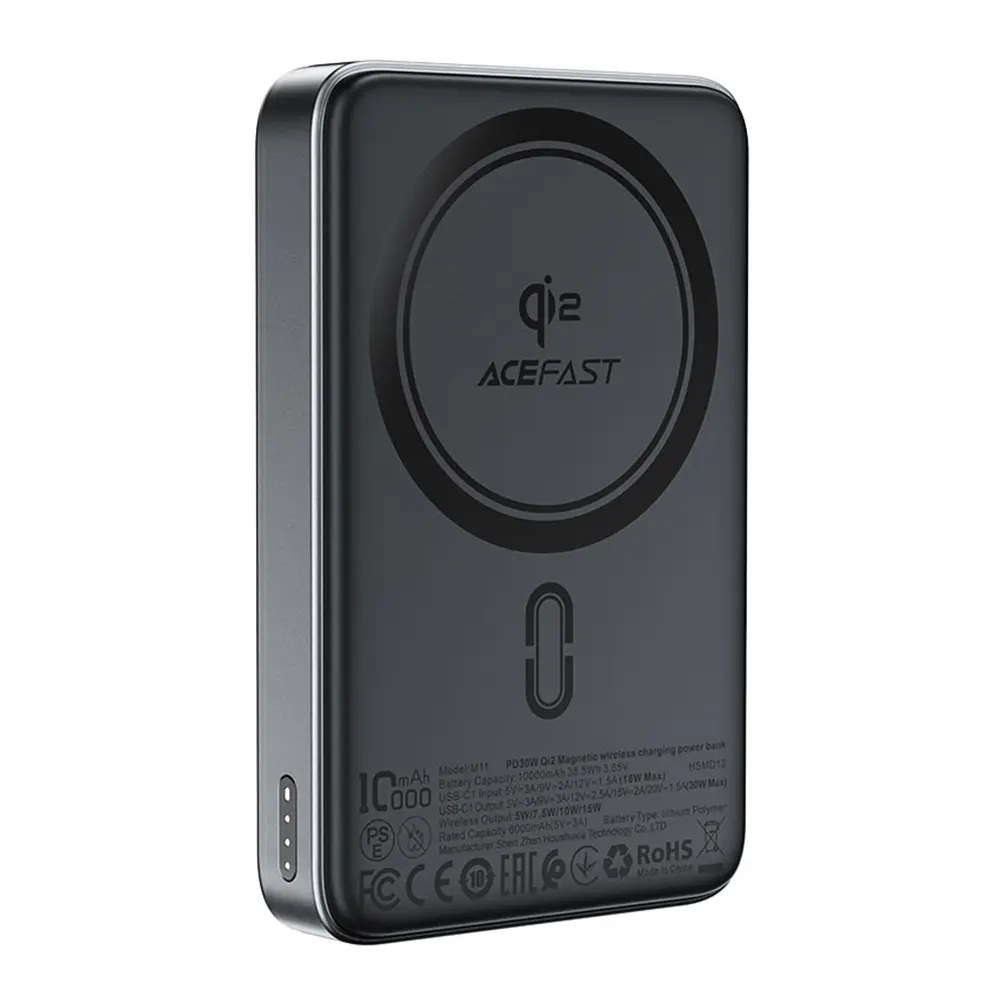 Acefast Magnetic Power Bank M11-10000 Type-C 10000mAh černá
