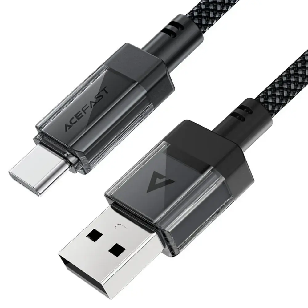 Acefast Data Cable C12-04 Rychlonabíjecí USB na Type-C 3A Černý 1.2m