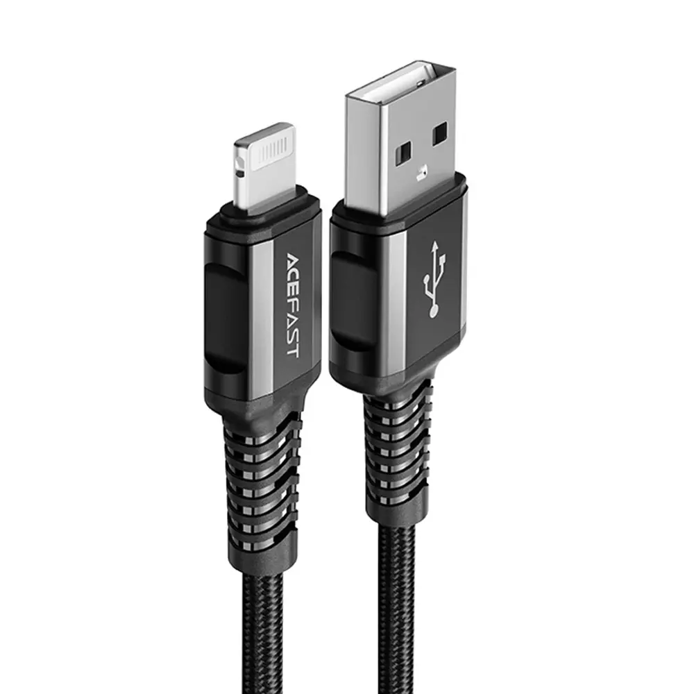 Acefast Datový kabel C1-02 USB na Lightning 2.4A rychlé nabíjení MFi 1.2m černý
