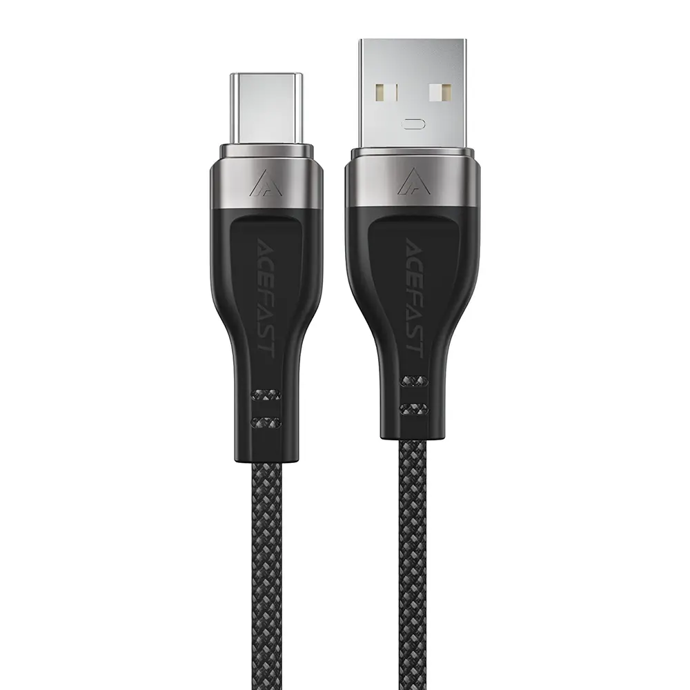 Acefast Data Cable C11-04 Magnetické navíjení Rychlé nabíjení USB na Type-C 3A Nastavitelná délka 1.2m černá