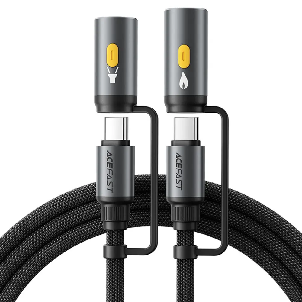 Acefast Data Cable J4 Multifunkční Rychlonabíjecí Type-C LED Světlo Type-C Černý