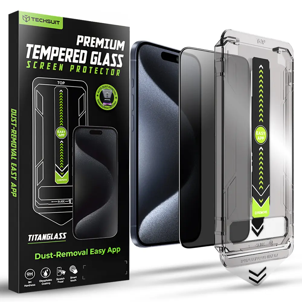 Techsuit TitanGlass FullCover pro iPhone 15 Pro Privacy černá
