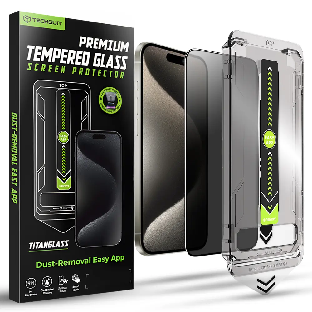 Techsuit TitanGlass FullCover pro iPhone 15 Pro Max Privacy černá