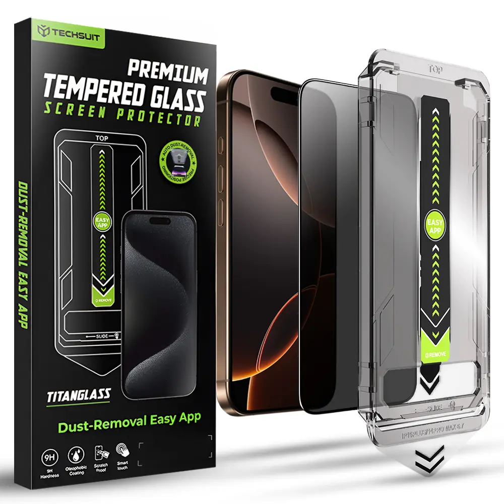 Techsuit TitanGlass FullCover pro iPhone 16 Pro iPhone 17 soukromí