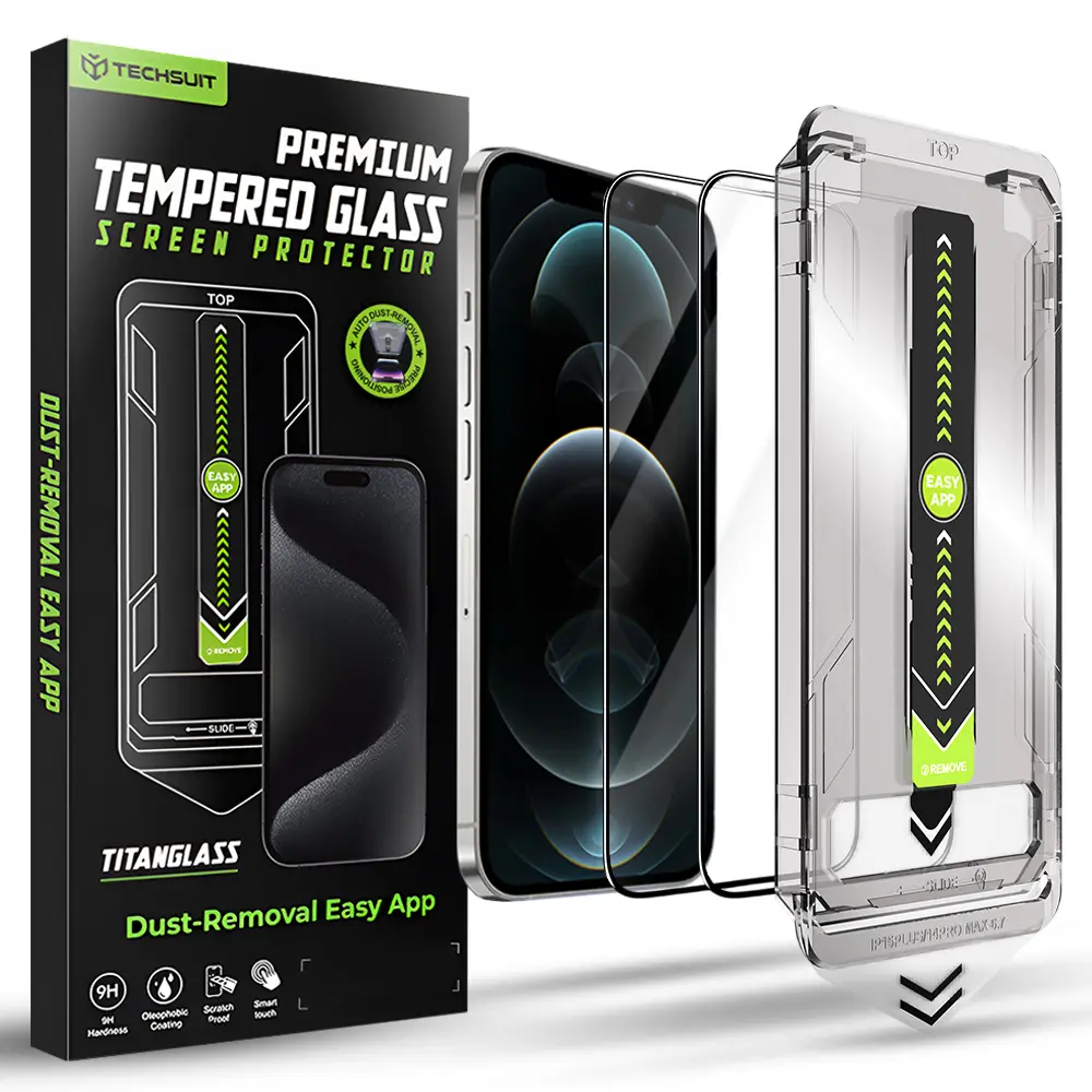 Techsuit TitanGlass FullCover 2 ks iPhone 12 iPhone 12 Pro černá