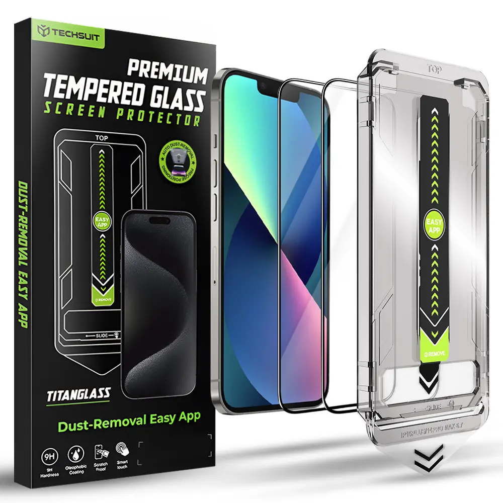 Techsuit TitanGlass FullCover (2 ks) iPhone 13/13 Pro/14/16e černá