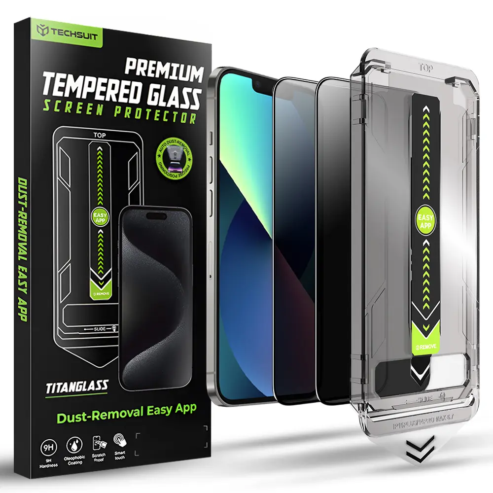 Techsuit TitanGlass FullCover 2 ks iPhone 13 13 Pro 14 16e Privacy černá