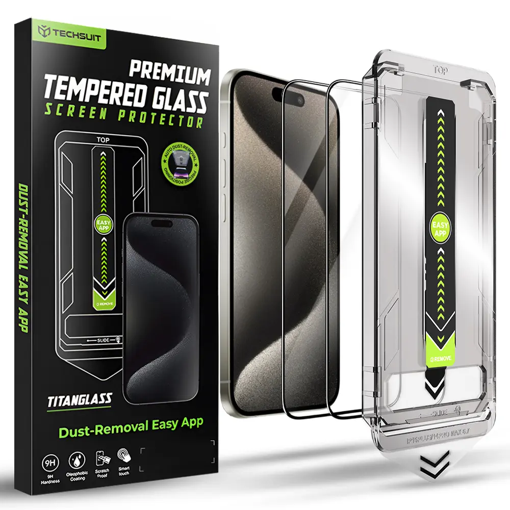 Techsuit TitanGlass FullCover (2 ks) iPhone 15 Pro Max černá