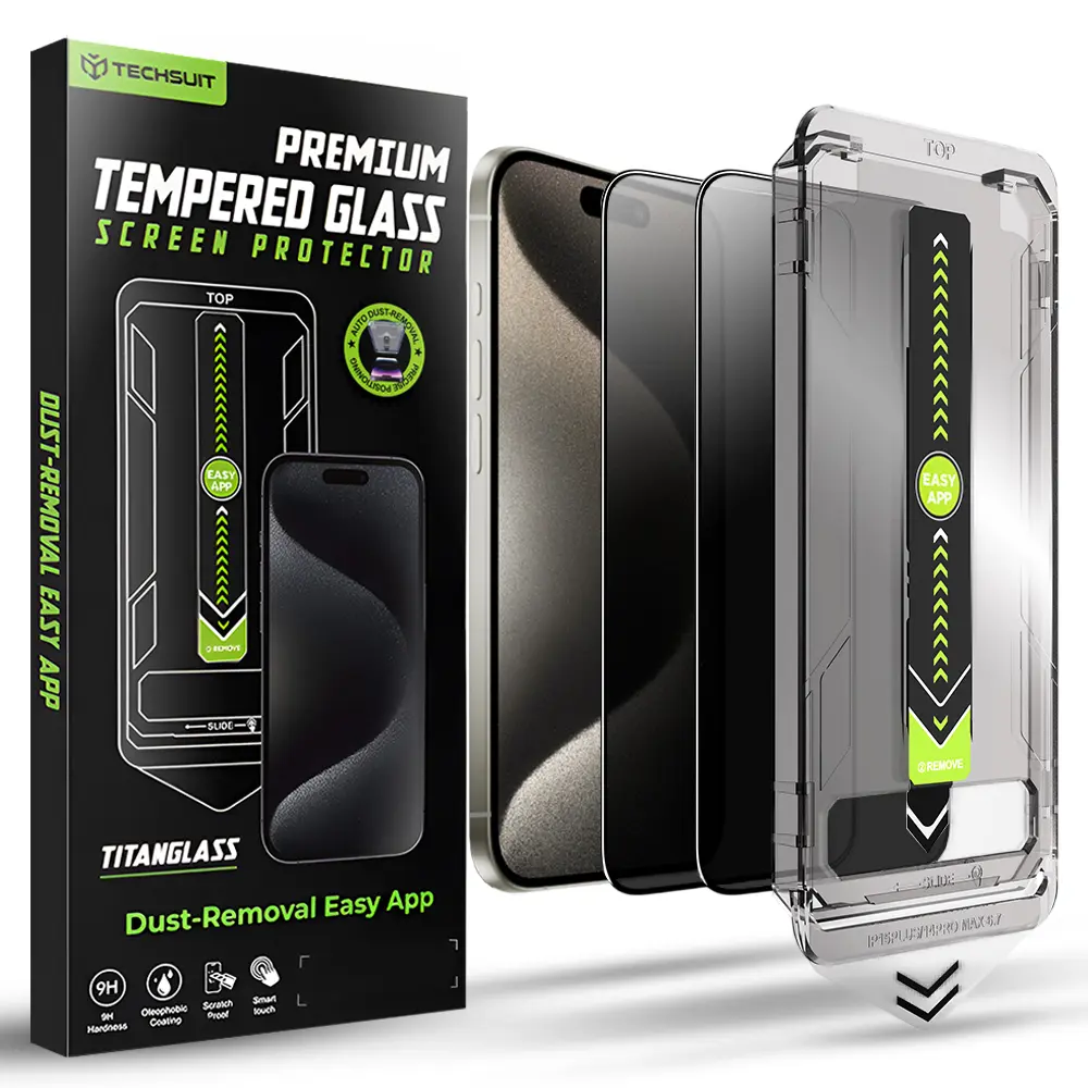 Techsuit TitanGlass FullCover (2 ks) iPhone 15 Pro Max Privacy černá