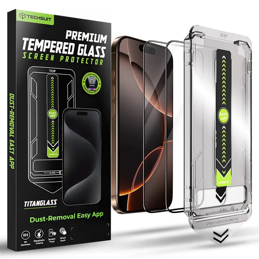 Techsuit TitanGlass FullCover (2 ks) iPhone 16 Pro iPhone 17 černá