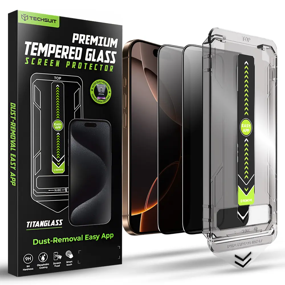 Techsuit TitanGlass FullCover (2 ks) iPhone 16 Pro iPhone 17 soukromí