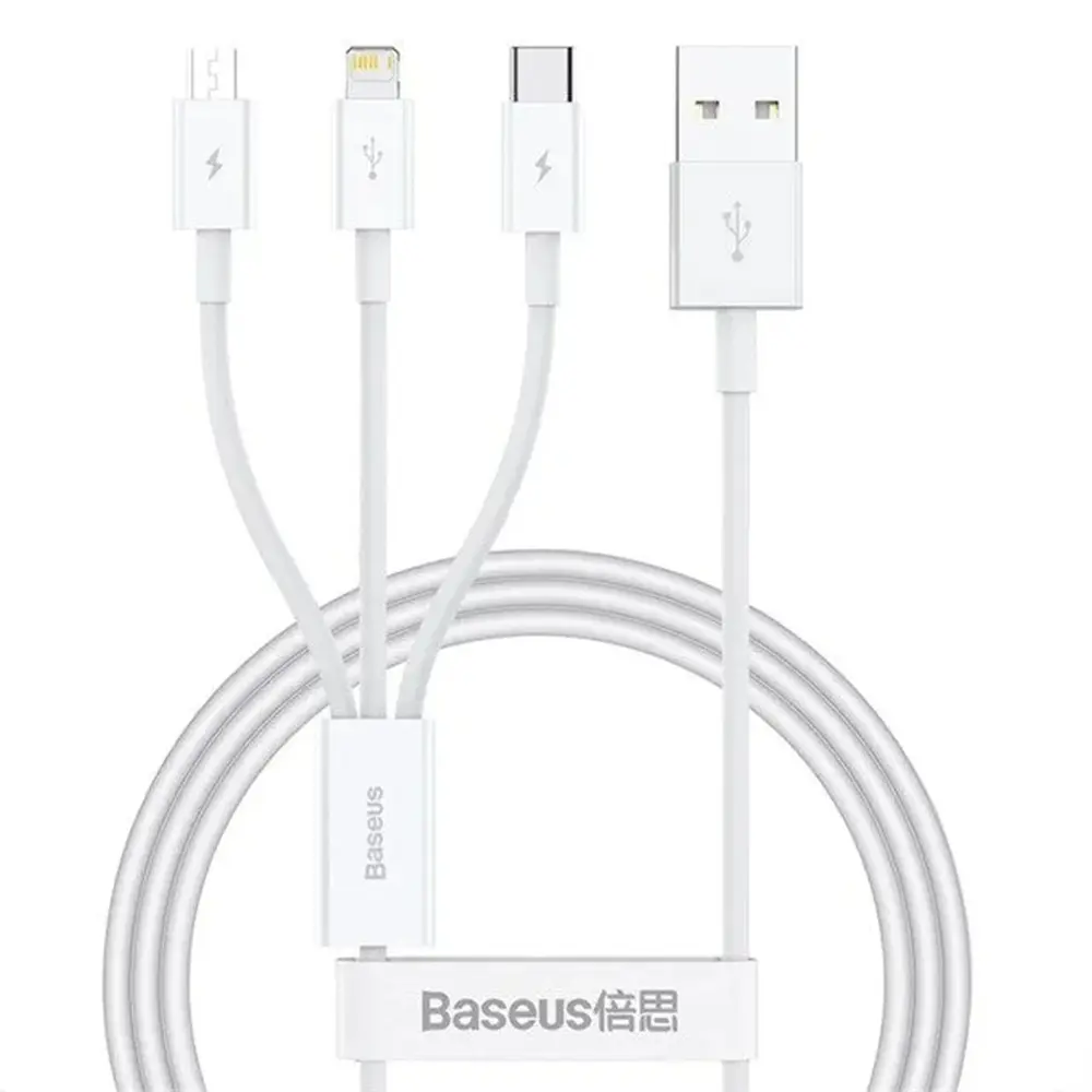 Baseus datový kabel USB na USB-C Lightning Micro-USB 100W 1.5m bílý
