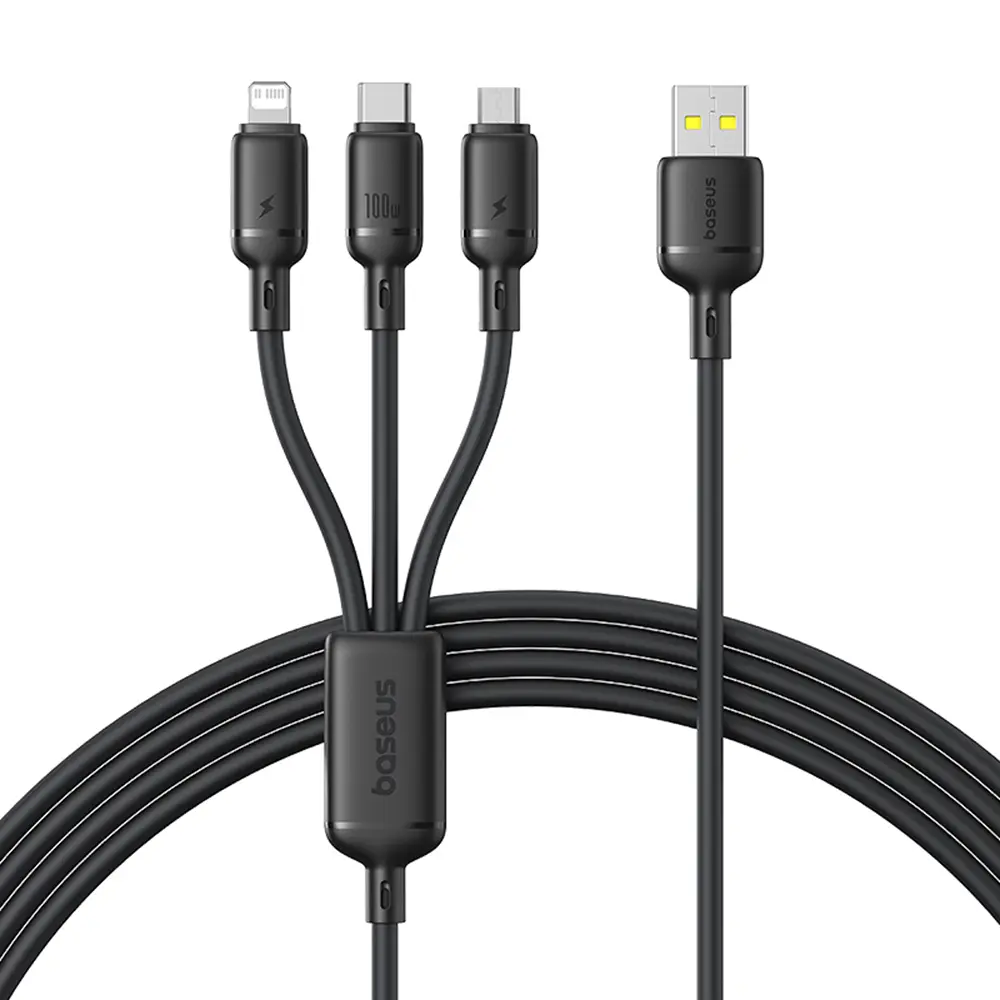 Baseus Data Cable Silky 1.5m černý USB USB-C Lightning Micro-USB 100W 480Mbps