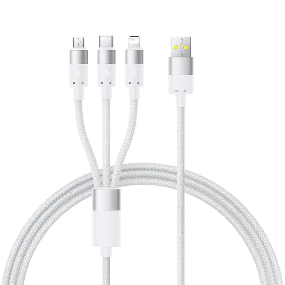 Baseus kabel StarSpeed rychlonabíjecí USB Micro-USB Type-C Lightning 100W 1.5m bílý